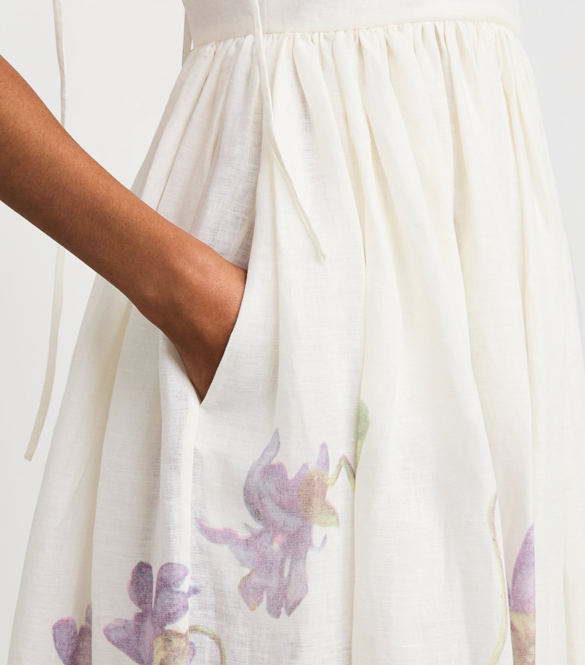 Linen Floral Maxi Dress BOTANICAL VOLT WHITE
