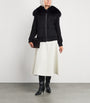 Yves Salomon Black Wool-Cashmere Fur-Trim Jacket
