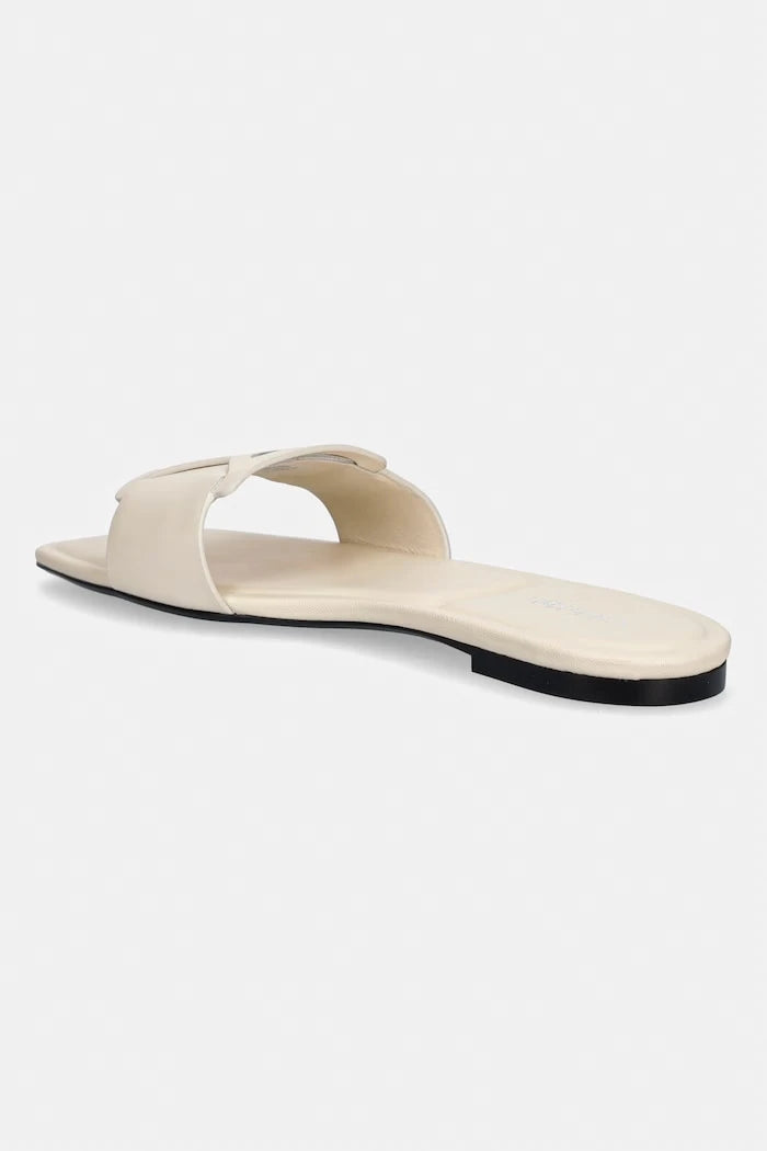 Calvin Klein kadın deri terlik SQUARE FLAT SANDAL EMBLEM