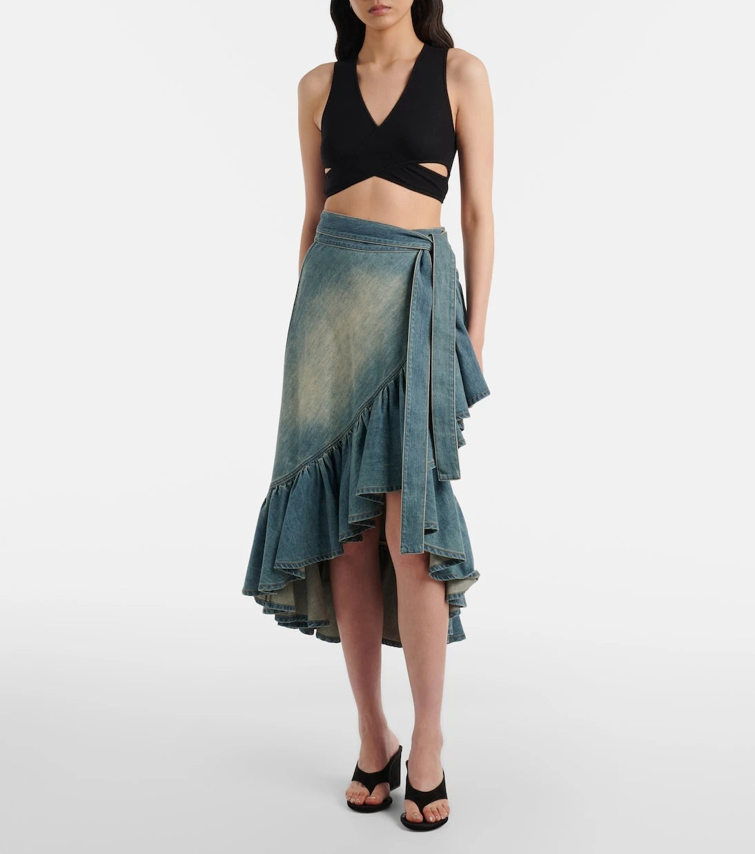 Alaïa - Ribbed-knit jersey crop top