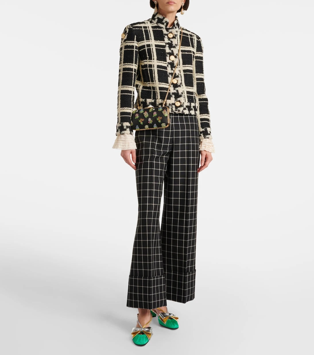 Valentino Garavani - Bowow 45 moiré and leather slingback pumps