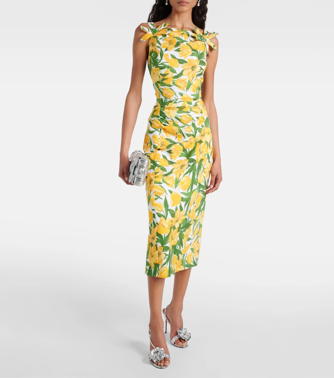 Carolina Herrera - Floral ruched poplin midi dress