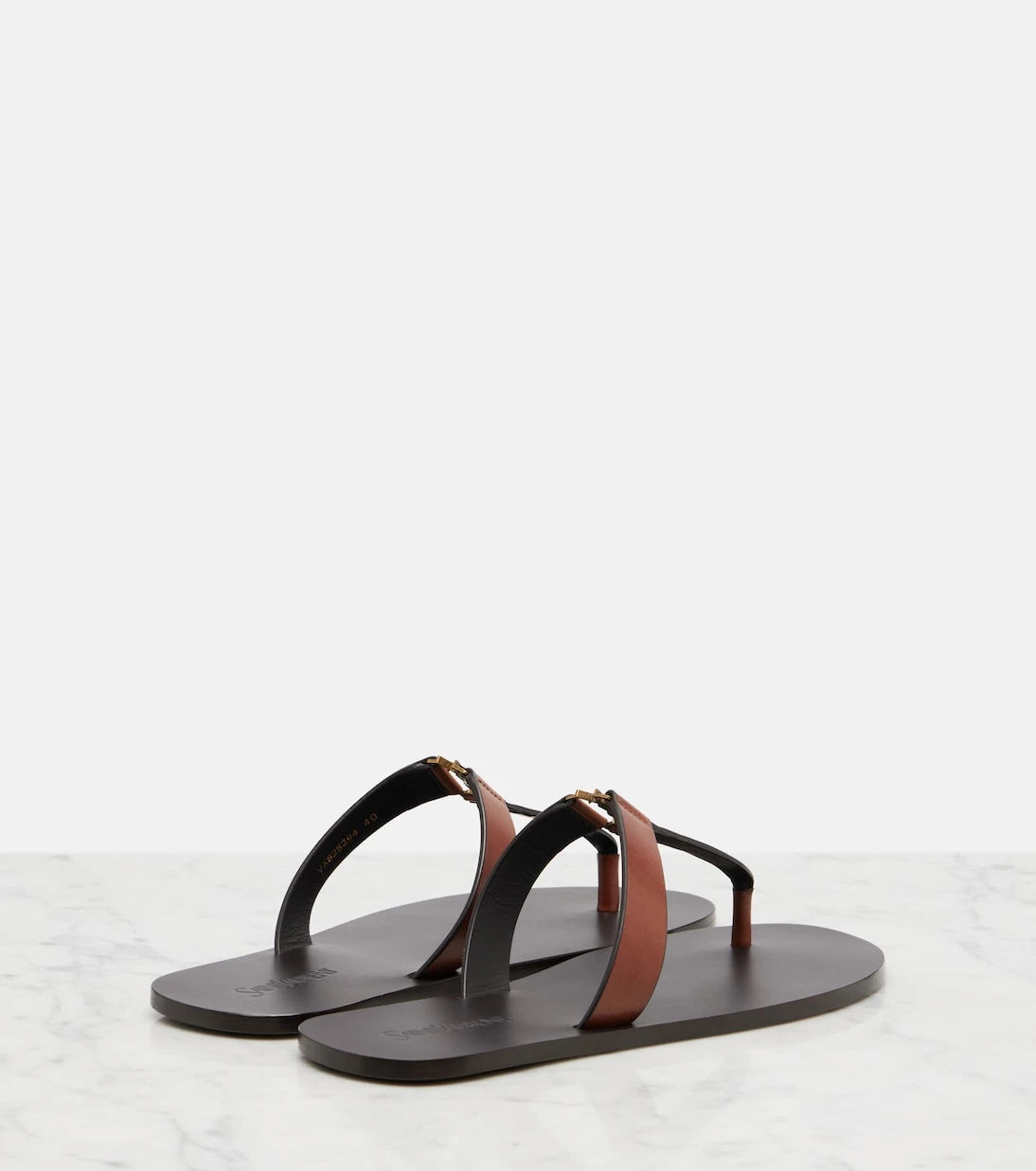 Saint Laurent - Cassandre leather thong sandals