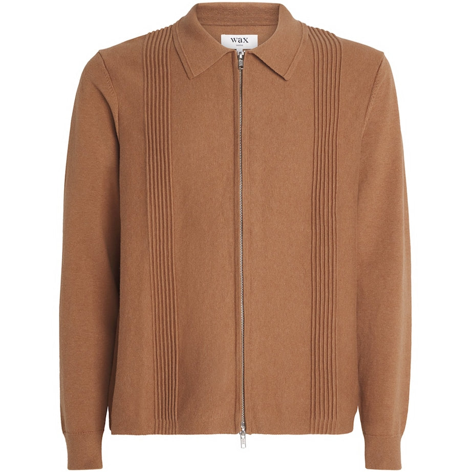 Cotton-Cashmere Ripple Stripe Cardigan