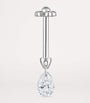 White Gold Floating Pear Diamond Charm Threaded Stud Earring (4mm)