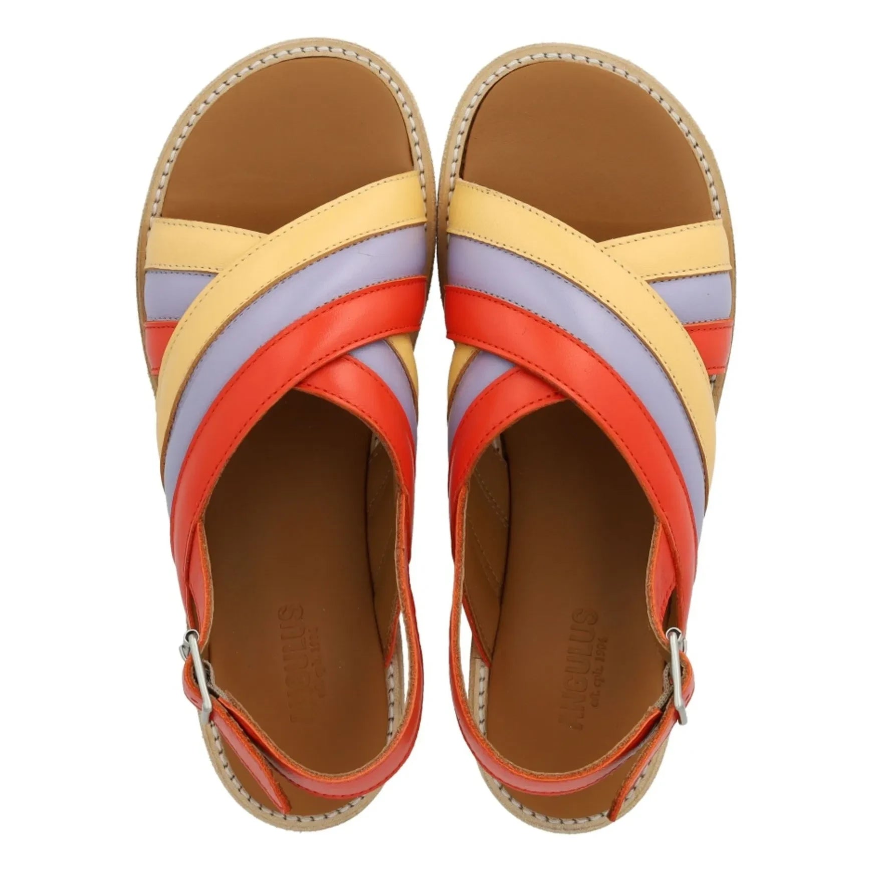 Angulus - Color Block Crossover Sandals | Pale yellow