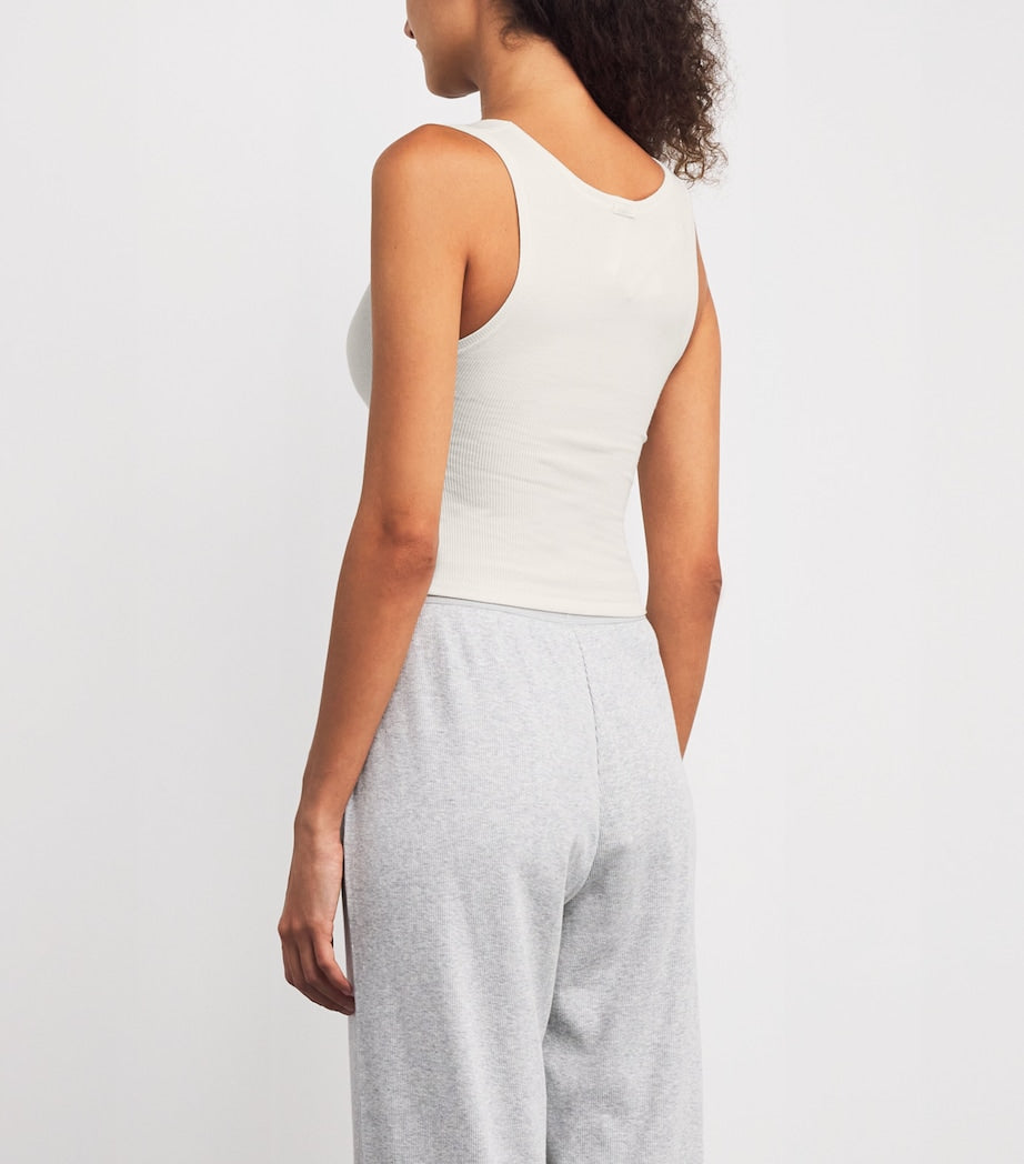 Skims Ivory Cotton Ribbed Cropped Tank Top