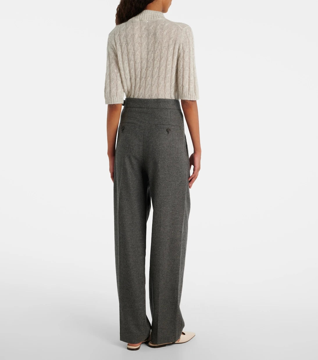 Brunello Cucinelli - Pleated wool and cashmere wide-leg pants