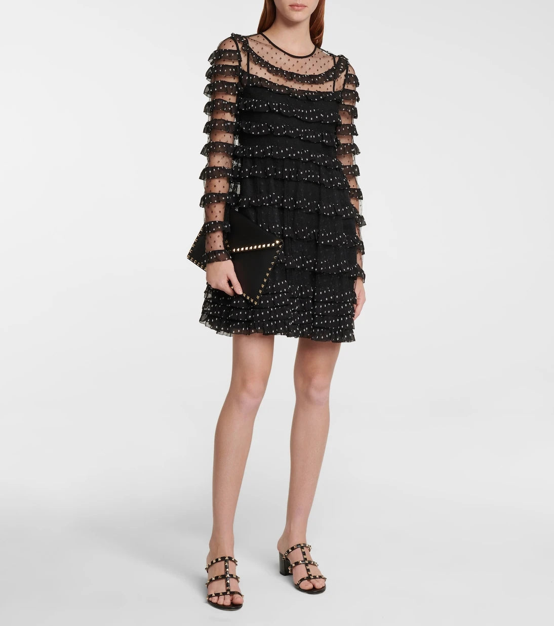 REDValentino - Point d'esprit tulle and georgette minidress