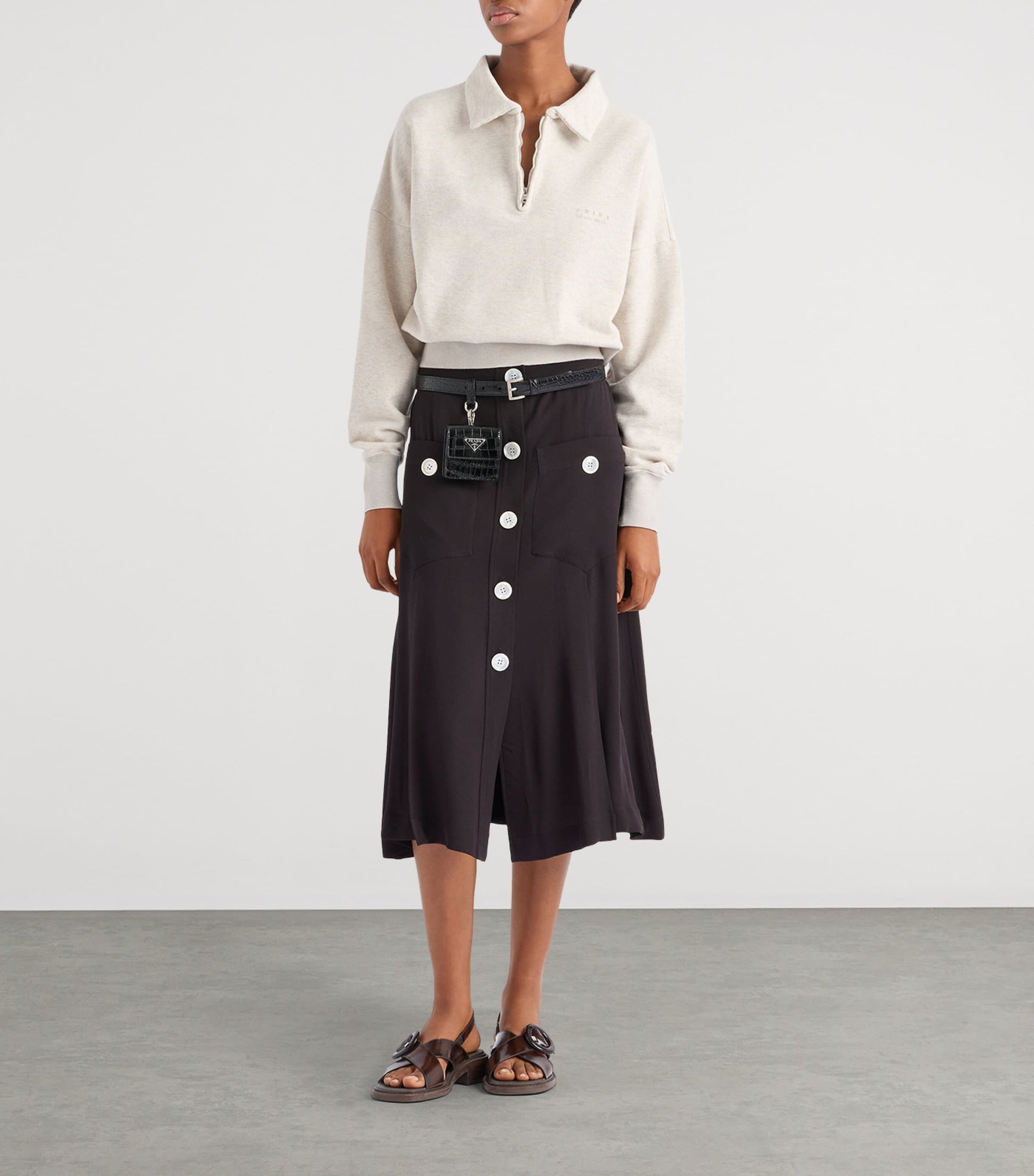 Neutral Cotton Half-Zip Sweatshirt