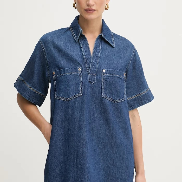 BOSS Orange рокля денимeна C POLO DRESS