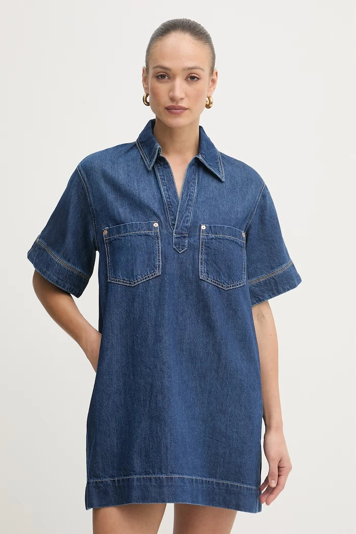 BOSS Orange рокля денимeна C POLO DRESS