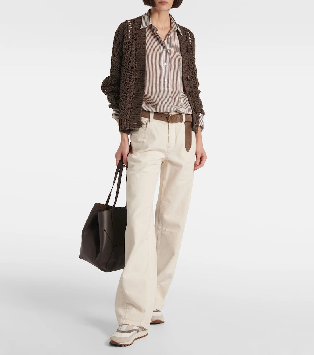 Brunello Cucinelli - Monili leather-trimmed sneakers