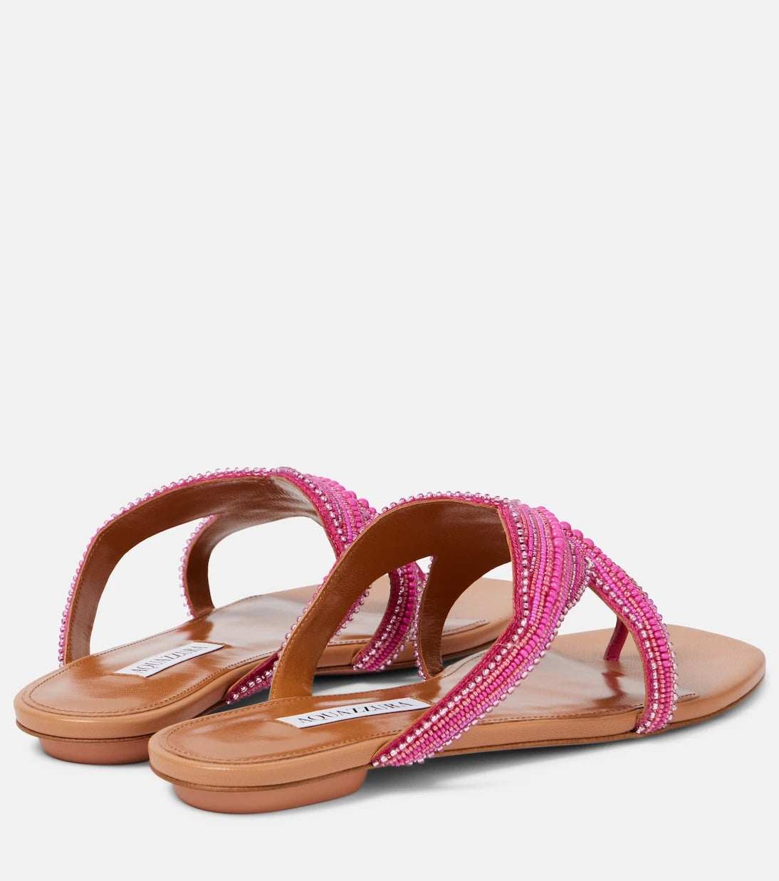 Aquazzura - صندل "ريف ستار" من الجلد المزين بالكريستال