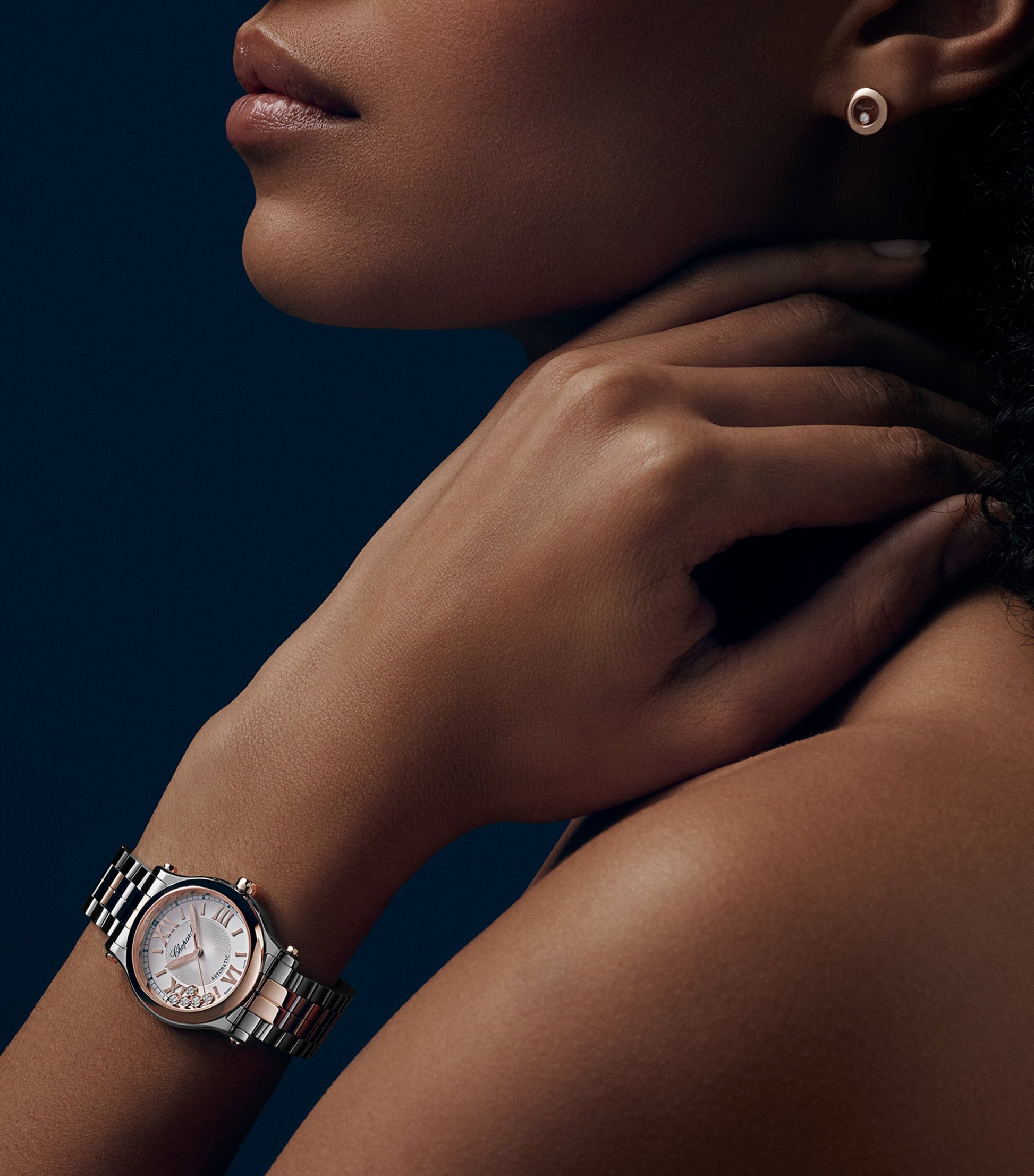 Rose Gold and Stainless Steel Happy Sport Automatic Watch 33mm