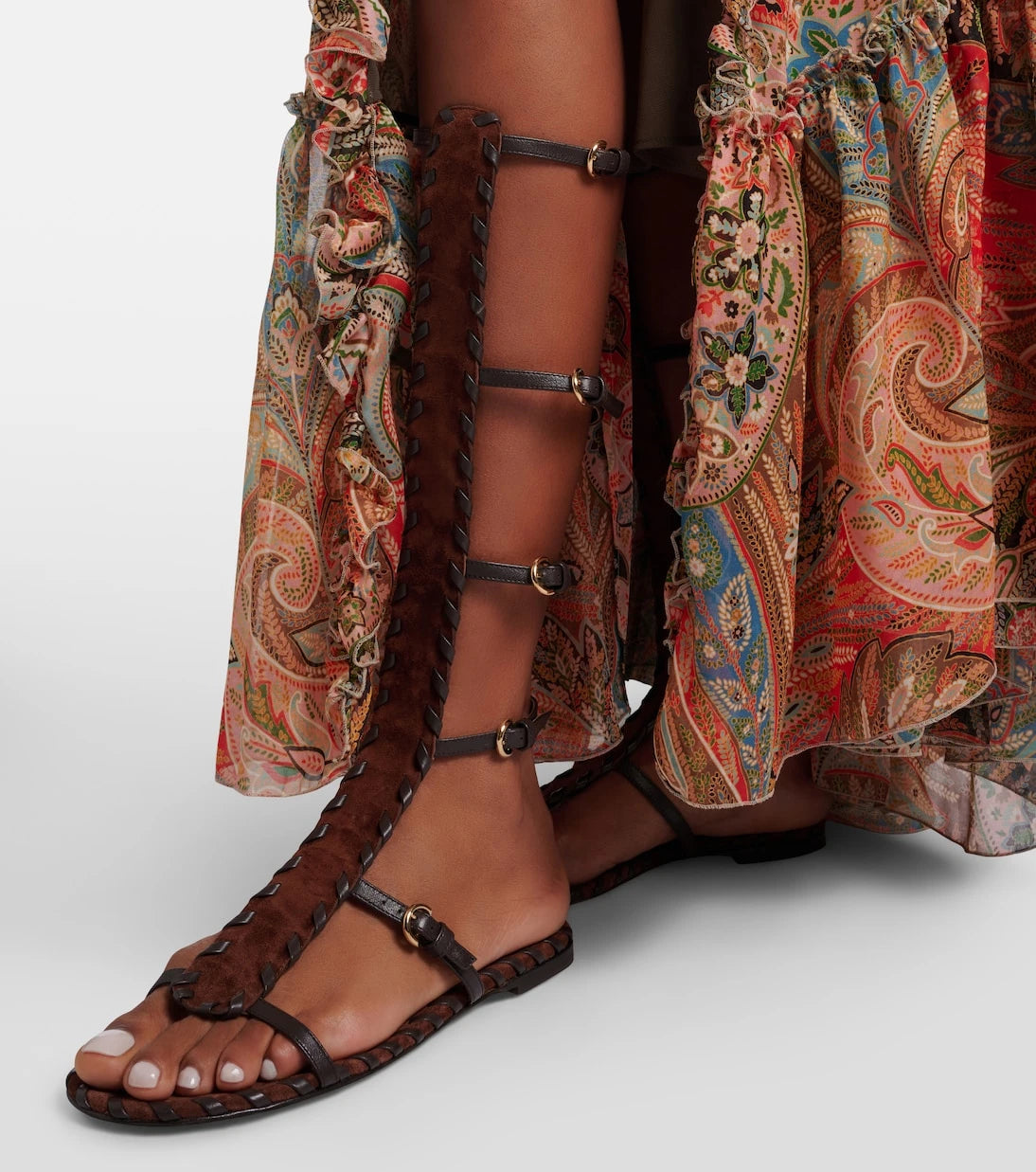 Gianvito Rossi - Zaira suede and leather gladiator sandals