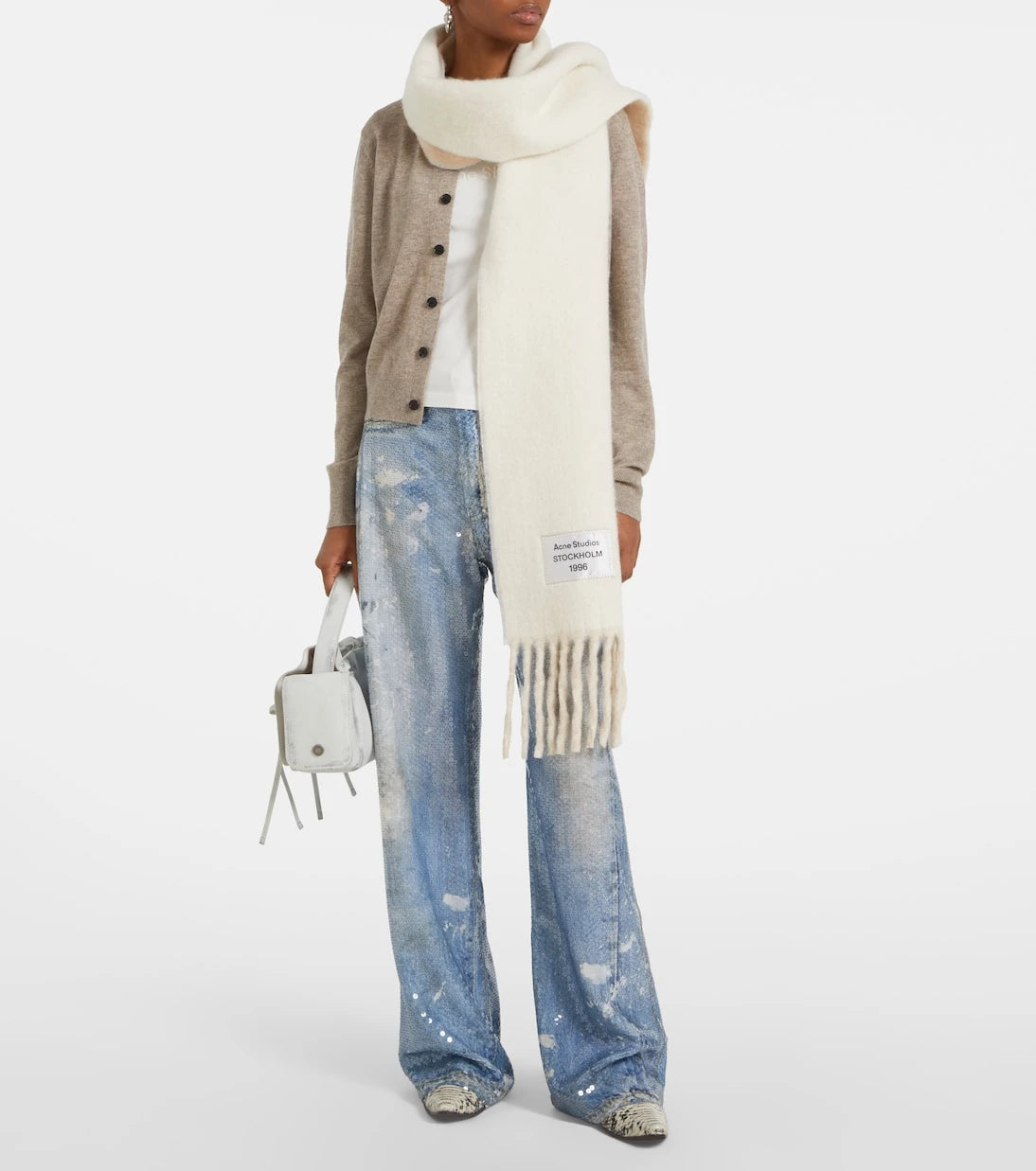 Acne Studios - Logo fringed alpaca and wool-blend scarf
