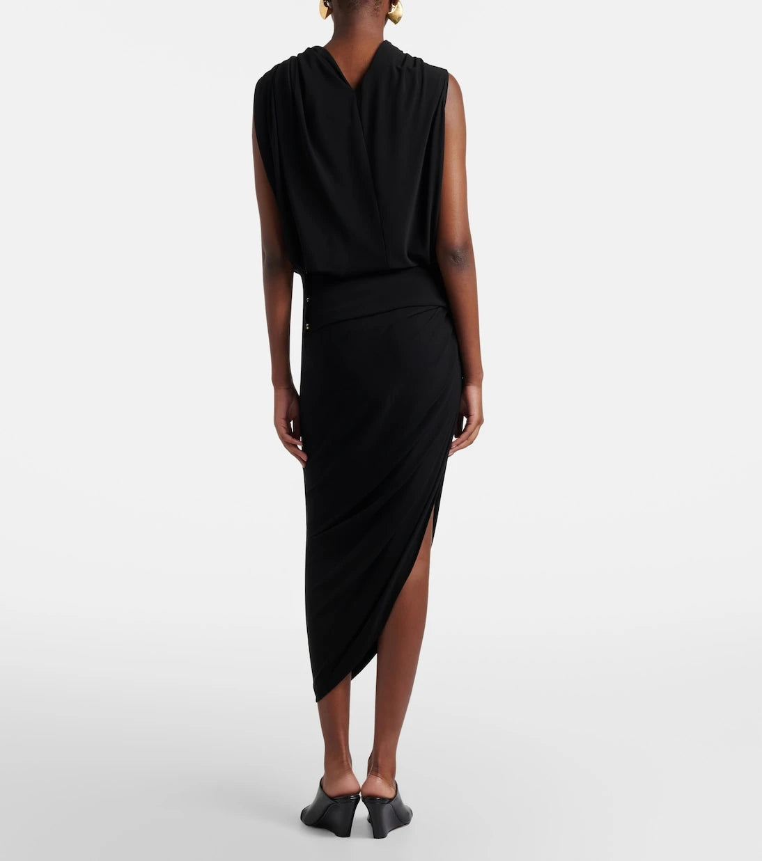 Sportmax - Draped asymmetric crêpe midi skirt