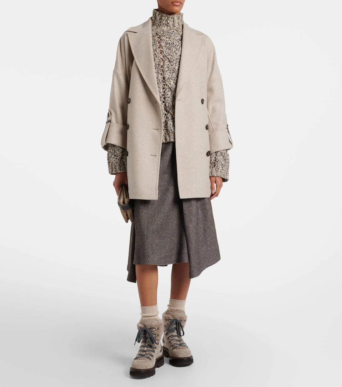 Brunello Cucinelli - Shearling-trimmed suede lace-up boots