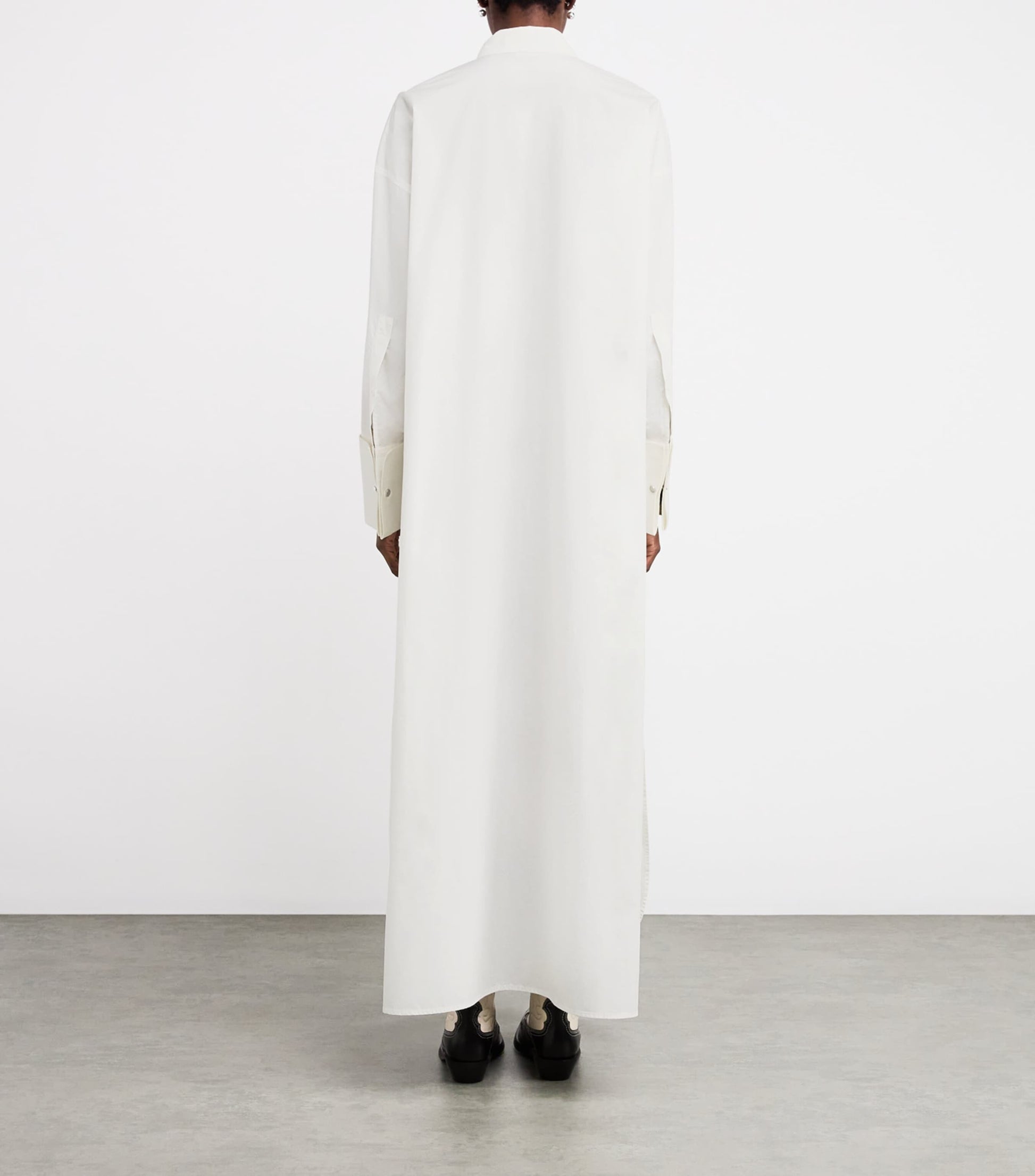 Cotton Shirt Maxi Dress POPELINE WHTE