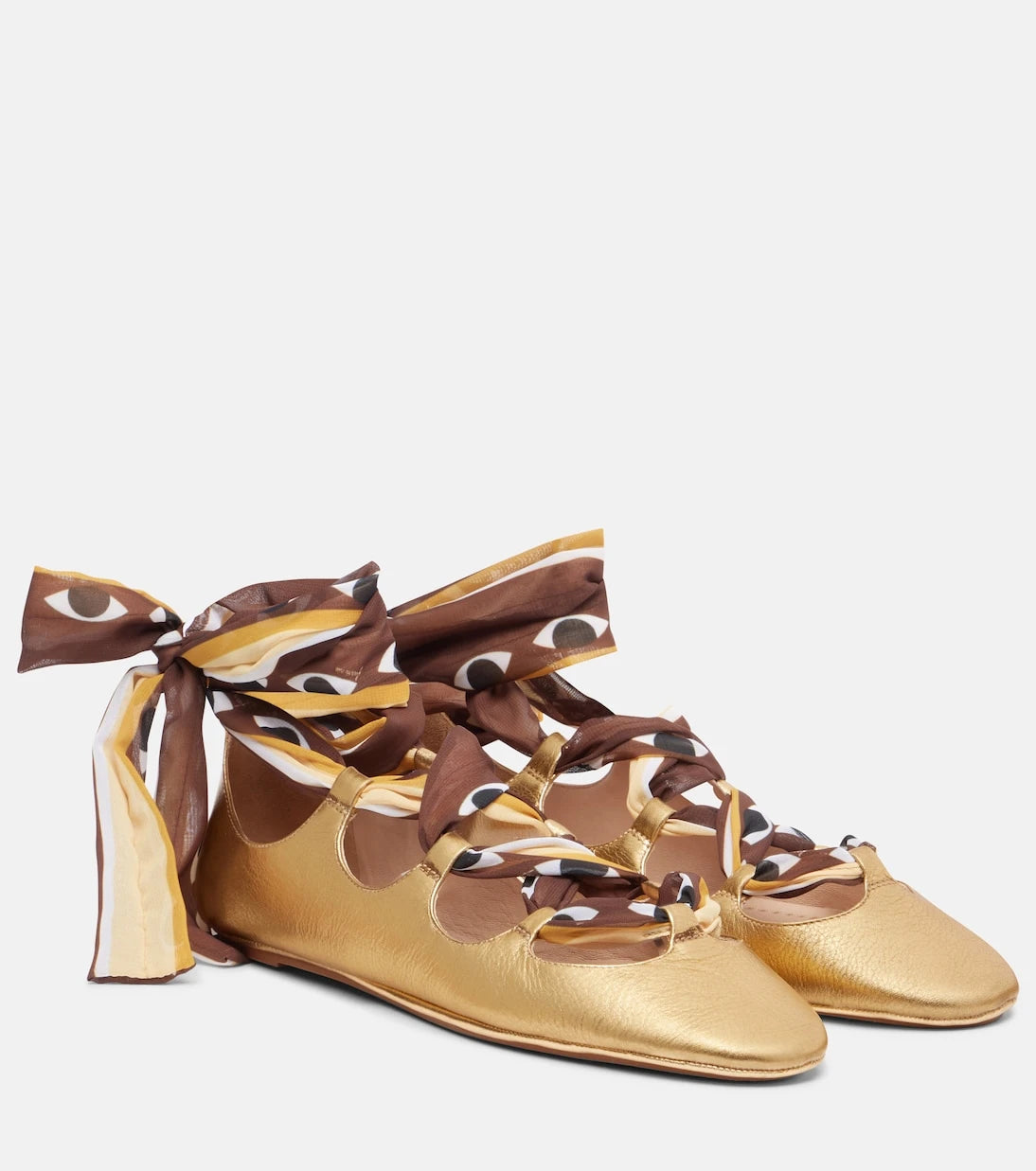 Farm Rio - Lace-up leather ballet flats