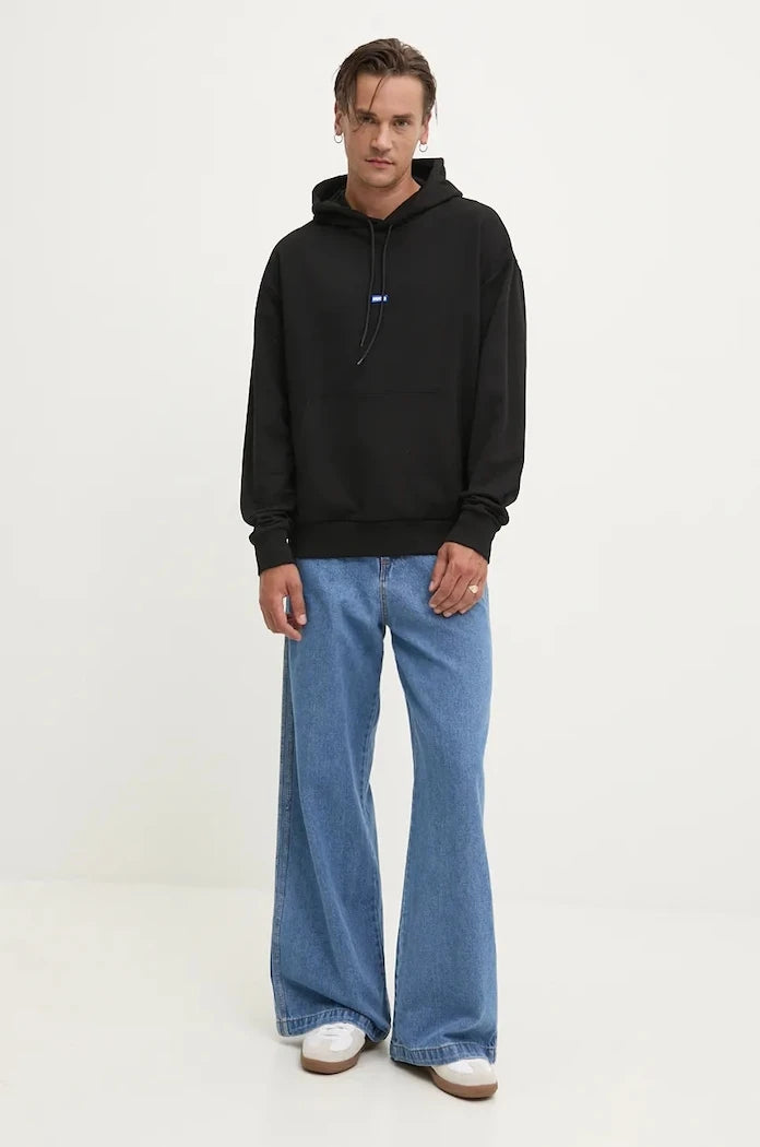HUGO Blue kapüşonlu erkek pamuklu sweatshirt Nalonso