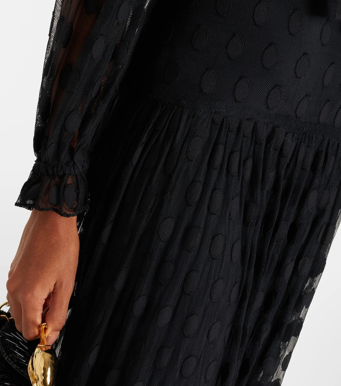 Ulla Johnson - Soraya polka-dot tie-neck mesh maxi dress