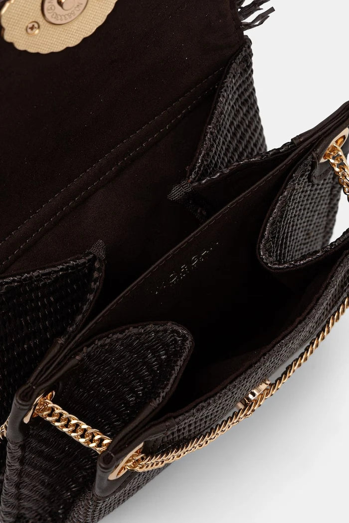 Morgan örgü kumaştan kadın crossbody çanta