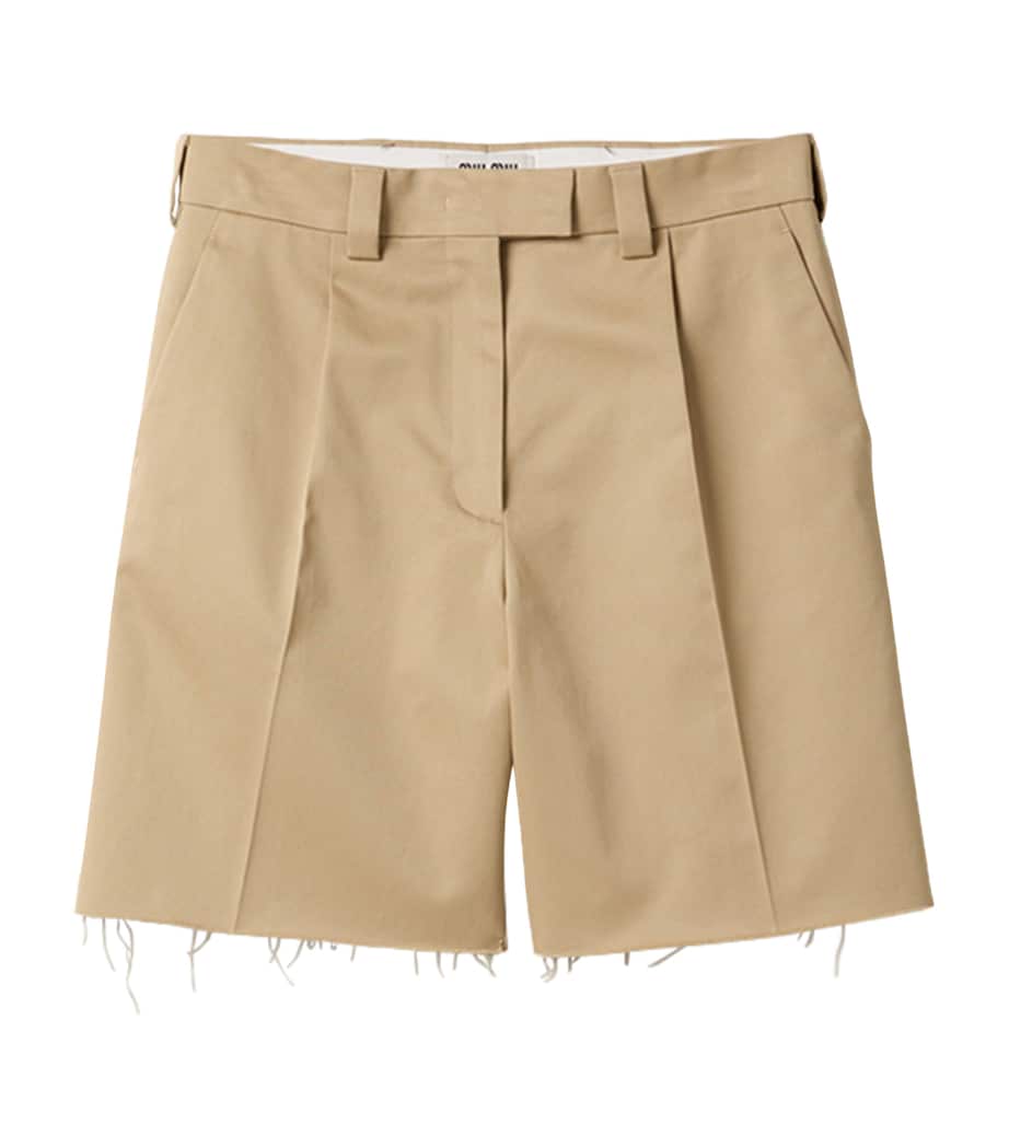 Miu Miu Neutral Cotton Bermuda Shorts