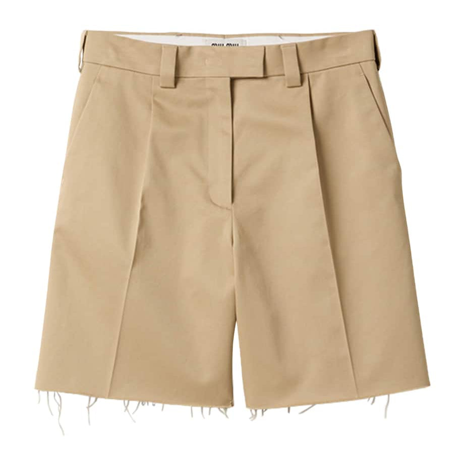 Miu Miu Neutral Cotton Bermuda Shorts