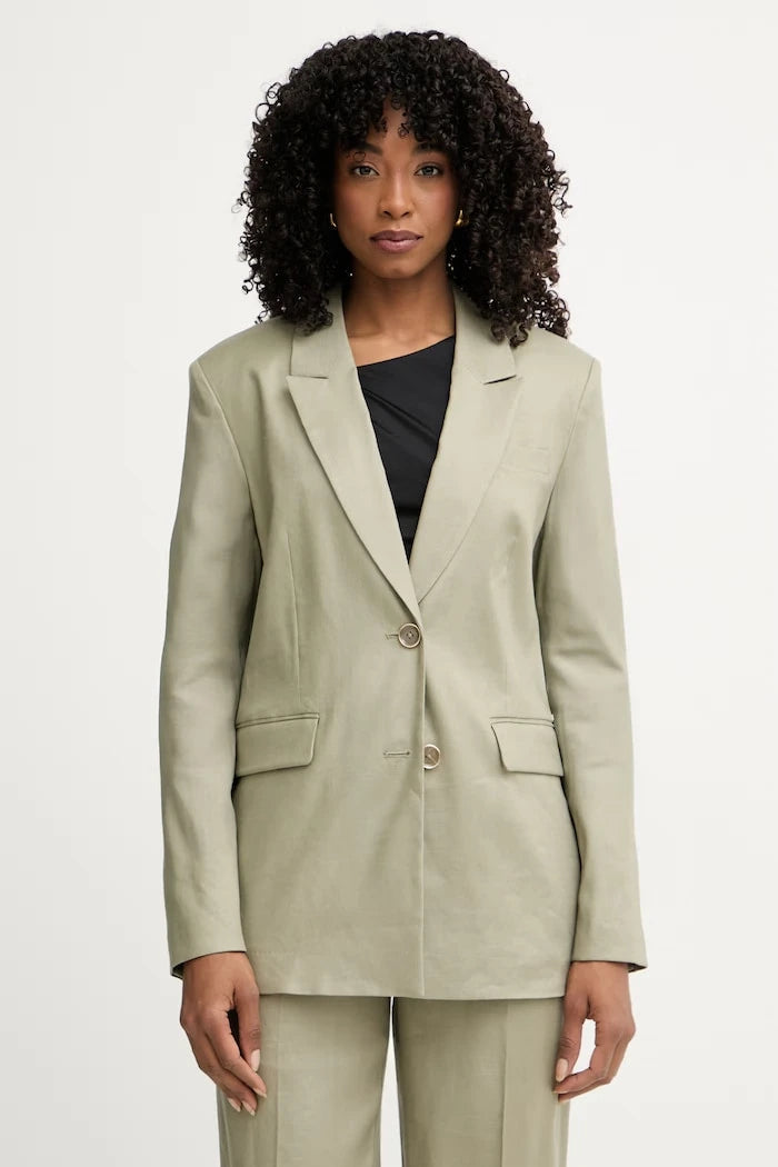 Guess kadın tek düğmeli keten karışımlı blazer CARLA