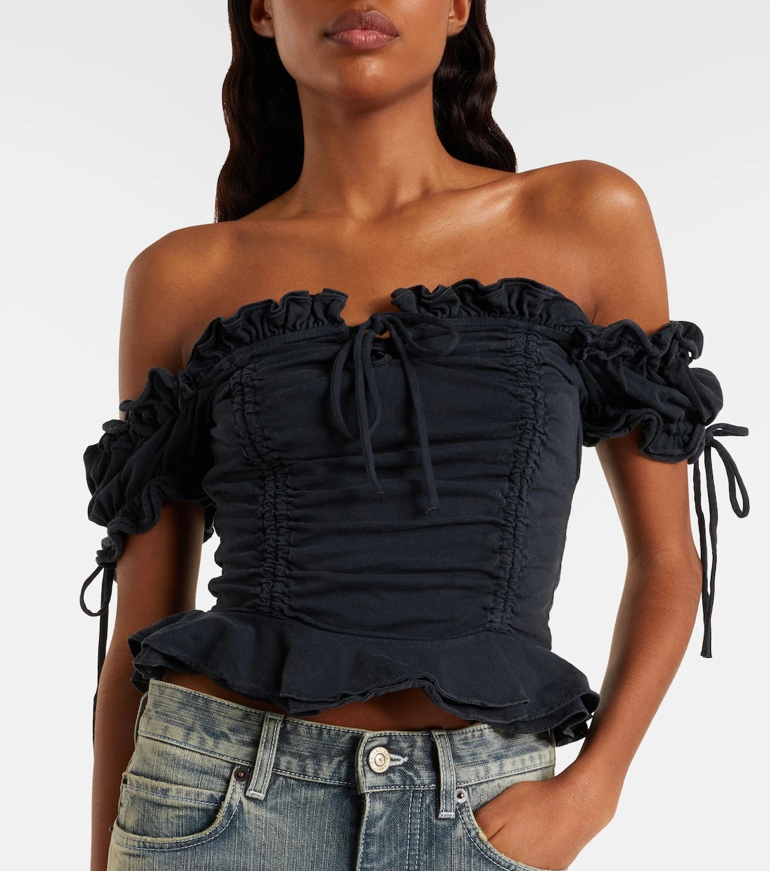Balenciaga - Gathered cotton crop top