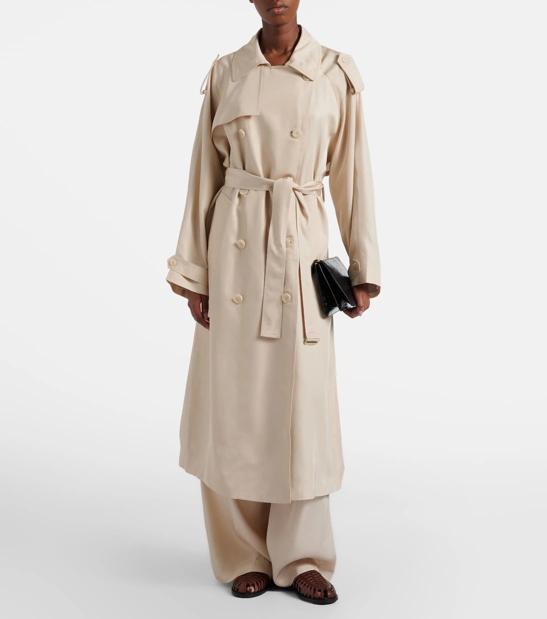 The Frankie Shop - معطف ترنش "فيرون" oversized من التويل
