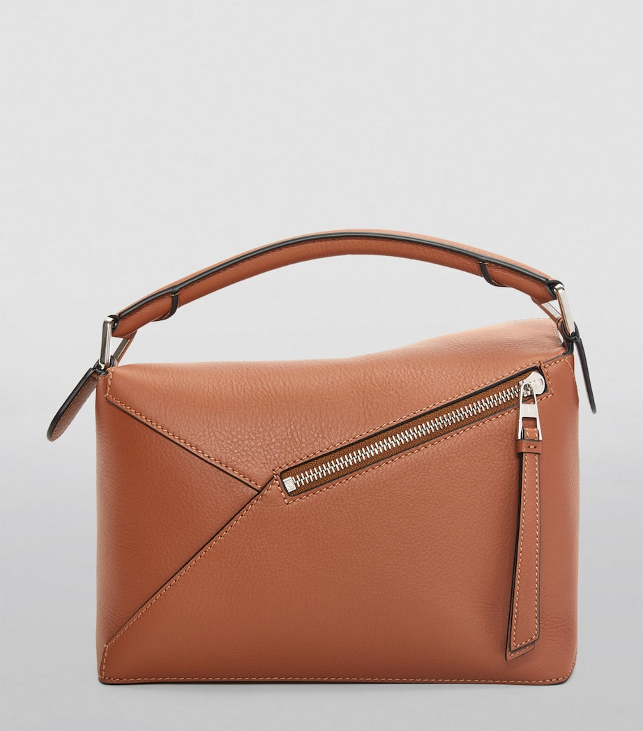 LOEWE Brown Small Leather Puzzle Edge Top-Handle Bag