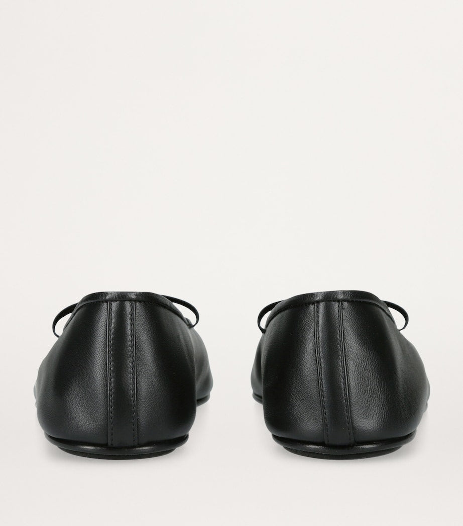 The Row Black Elastic Ballet Flats