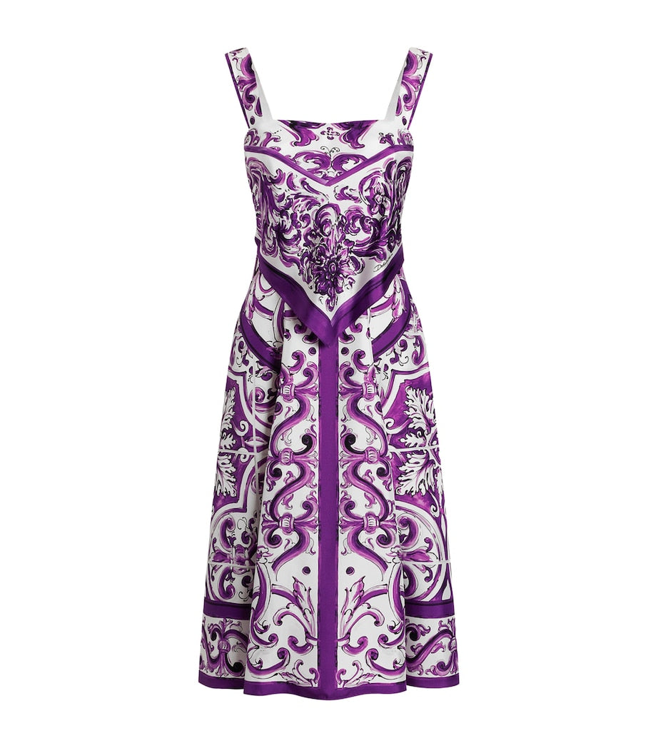 Dolce & Gabbana Multi Silk Majolica Print Midi Dress