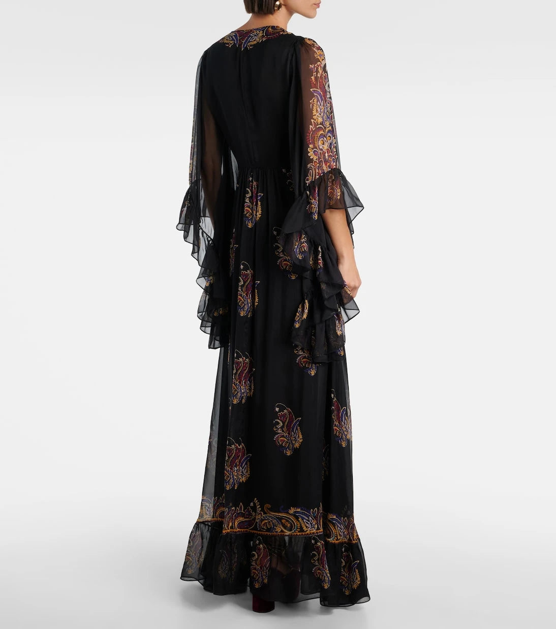 Etro - فستان ماكسي من حرير البيزلي