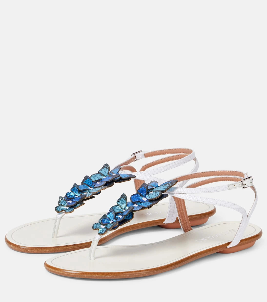 Aquazzura - Papillon leather-trimmed canvas sandals