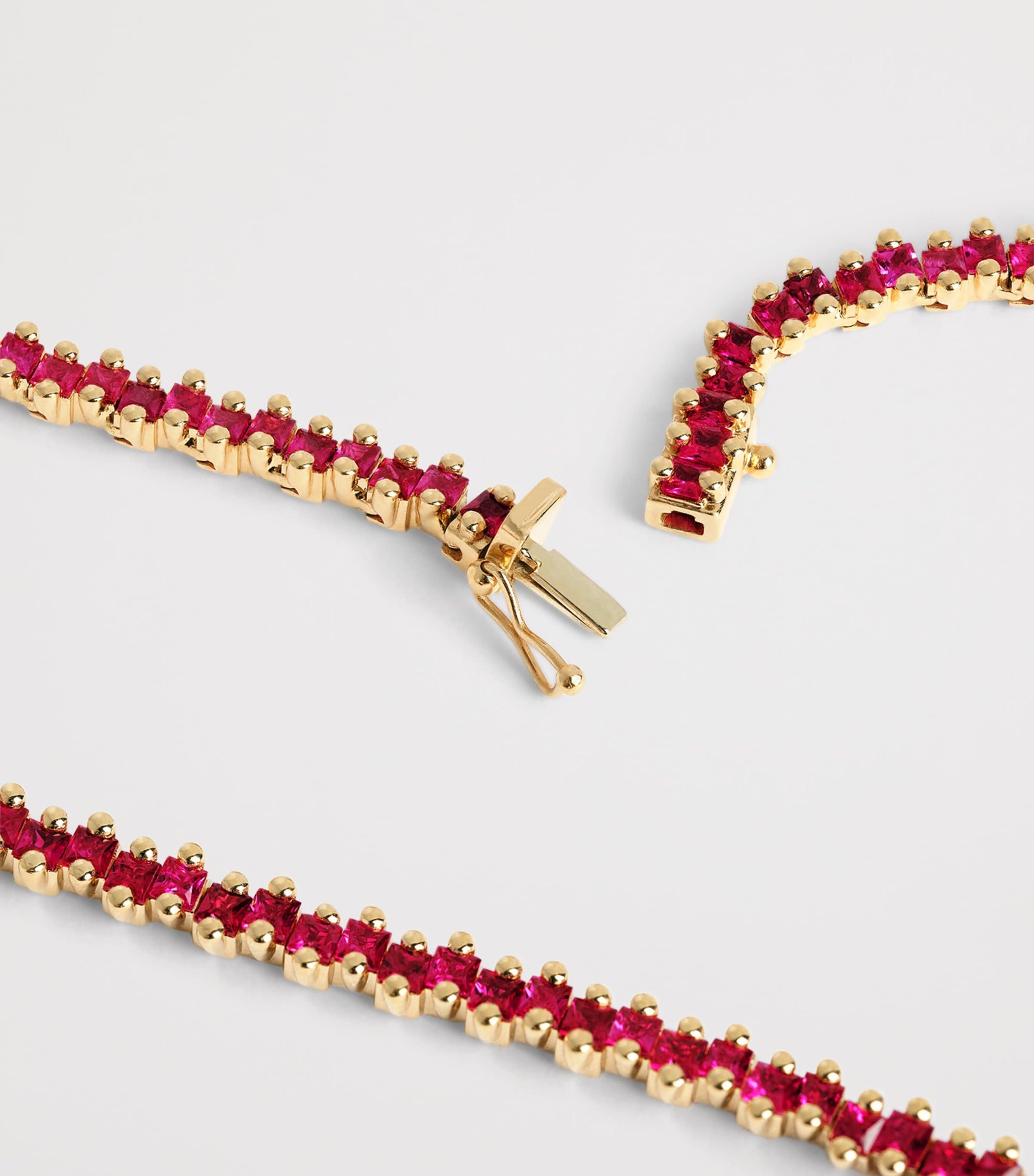 Rose Gold and Ruby Princess Tennis Necklace