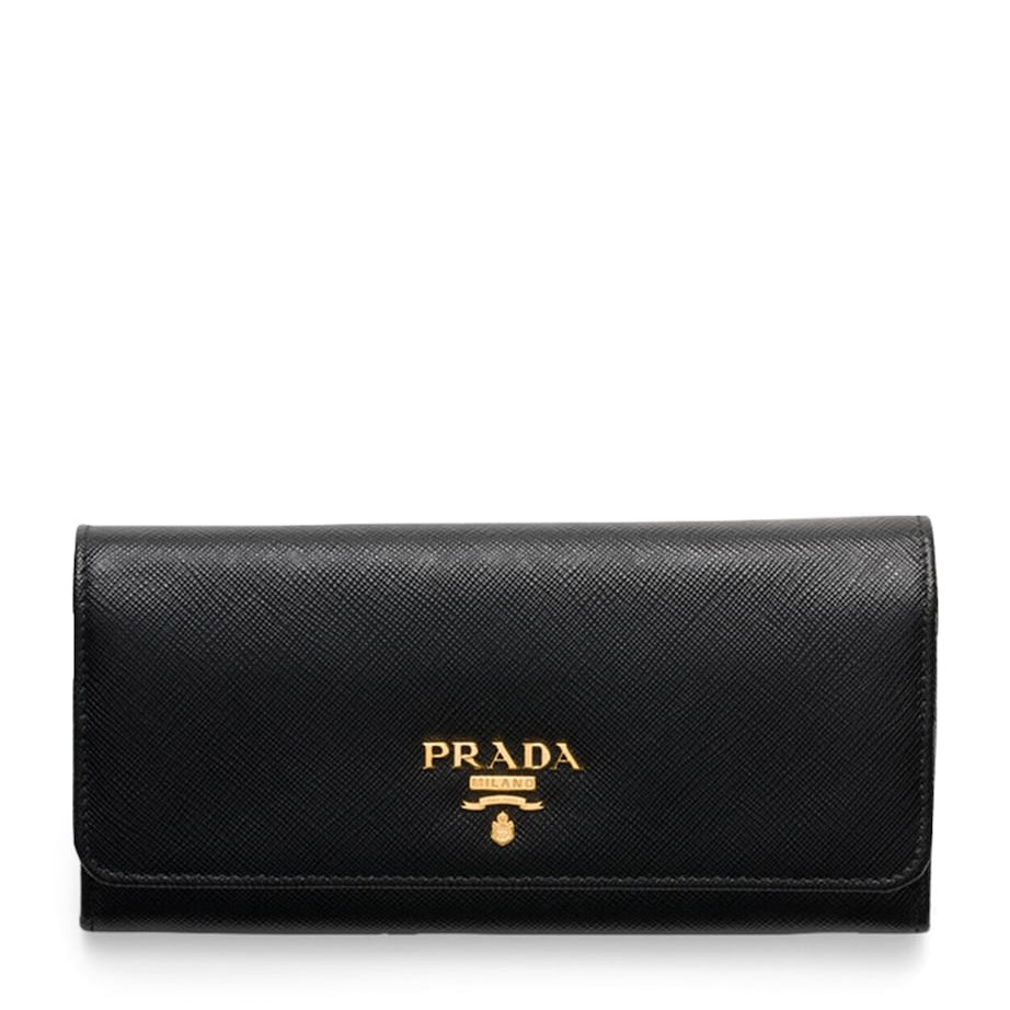 Prada Black Large Saffiano Leather Wallet