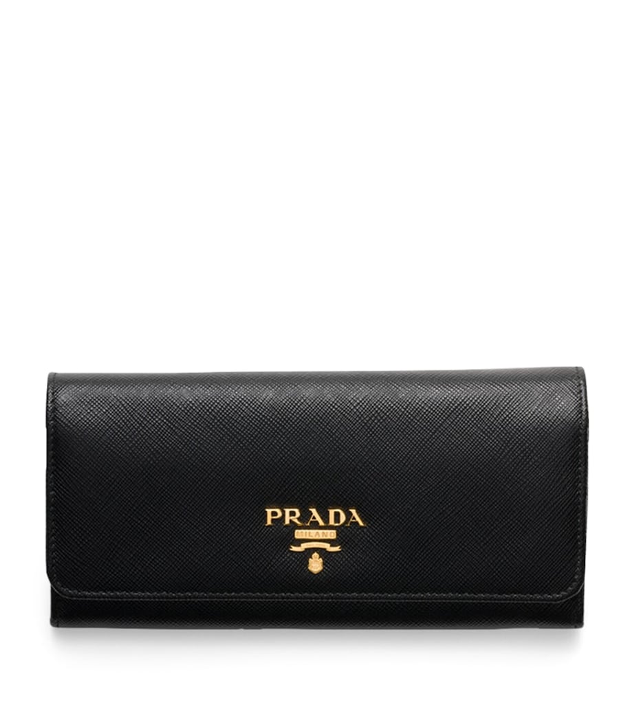 Prada Black Large Saffiano Leather Wallet