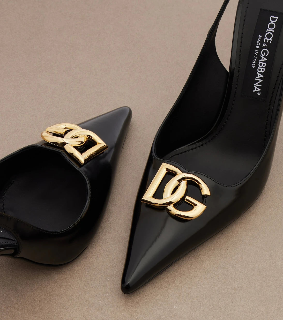 Dolce&Gabbana - Lollo DG patent leather slingback pumps