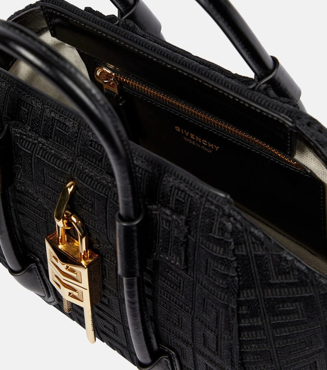 Givenchy - Antigona Lock Mini leather-trimmed bag