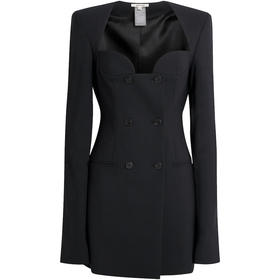 Nensi Dojaka Black Tailored Mini Jacket Dress