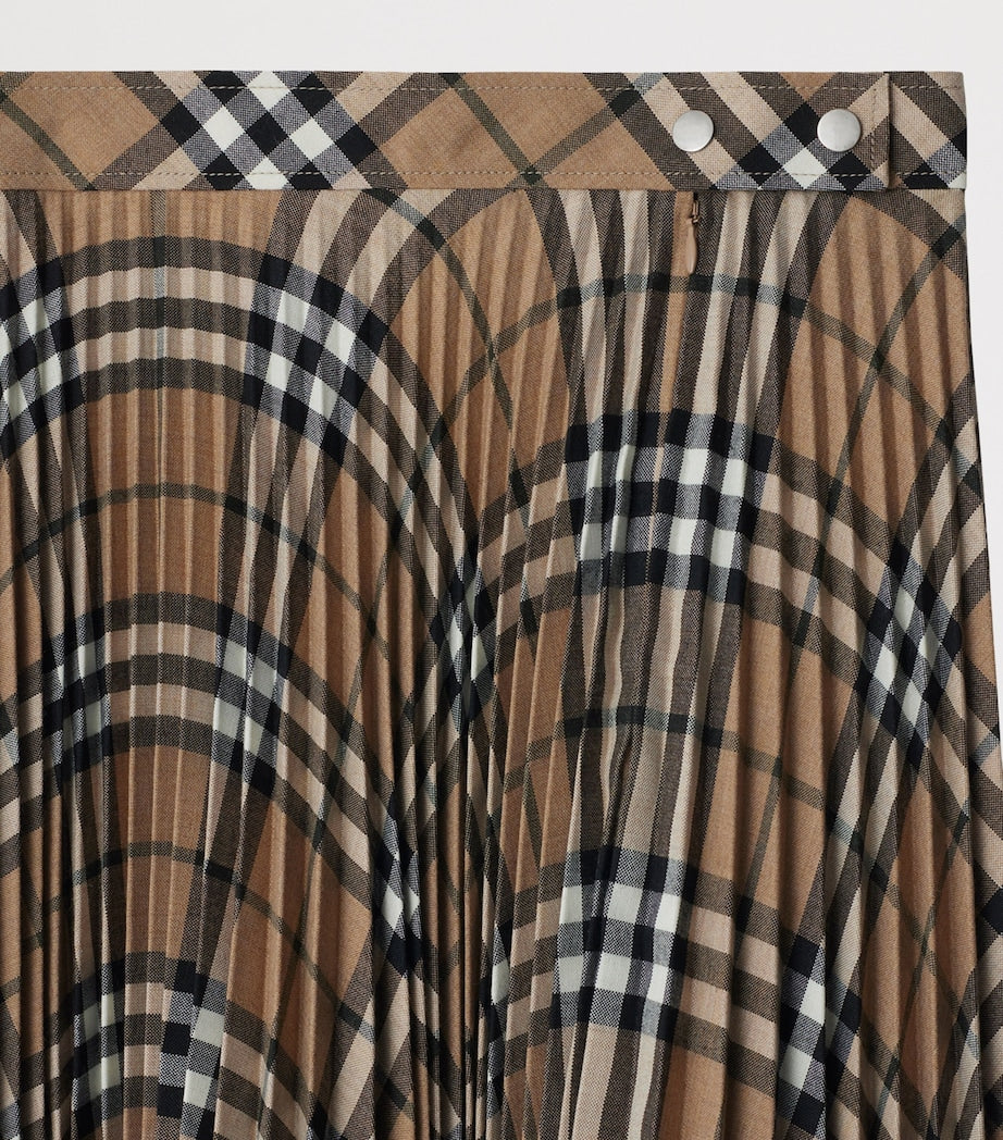 Burberry Beige Check Pleated Mini Skirt