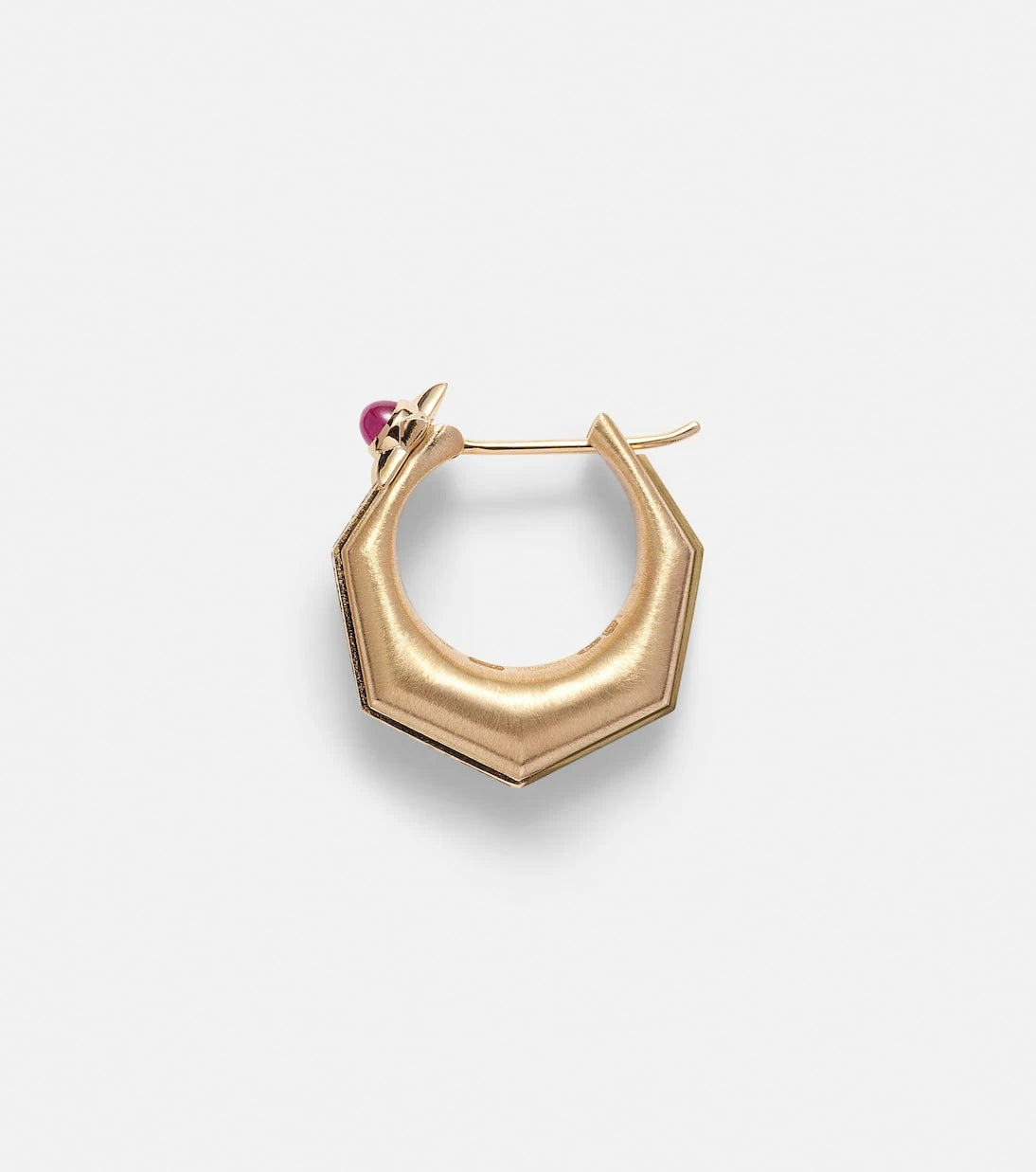 Marie Lichtenberg - Baba Medium 18kt gold single hoop earring with diamonds and ruby