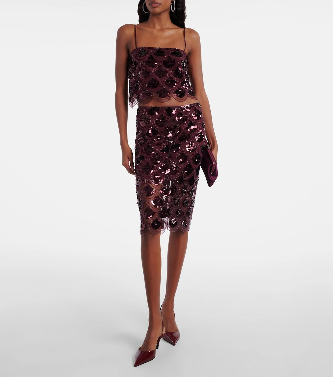 Rotate - Embellished mesh crop top