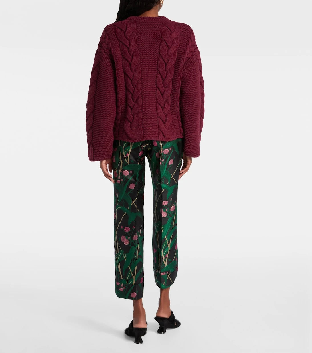 La DoubleJ - Portrait embellished wool-blend cardigan