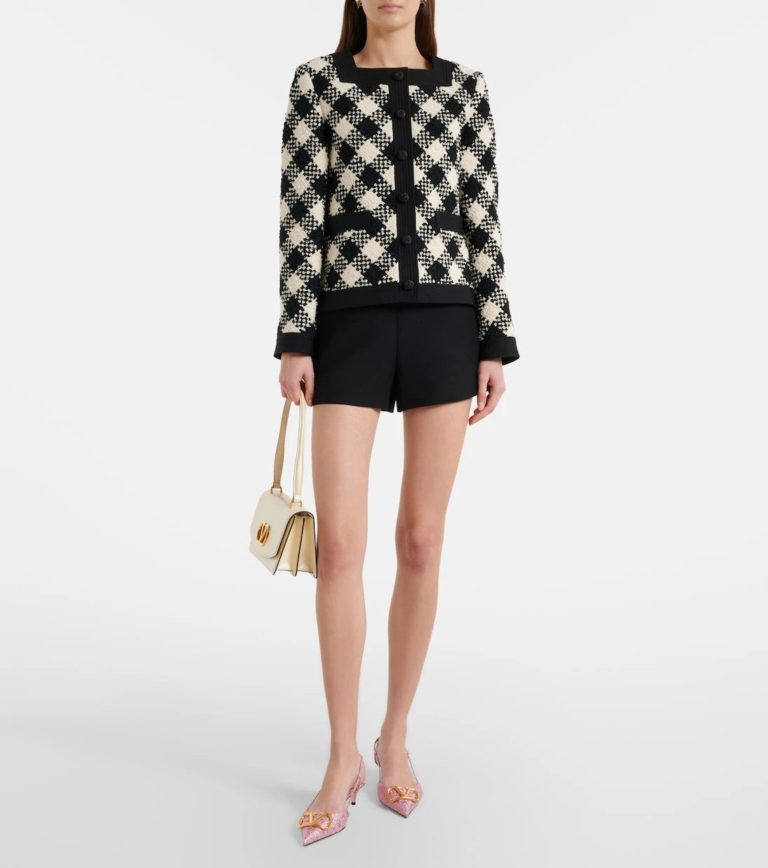 Valentino Garavani - VLogo cloqué jacquard slingback pumps