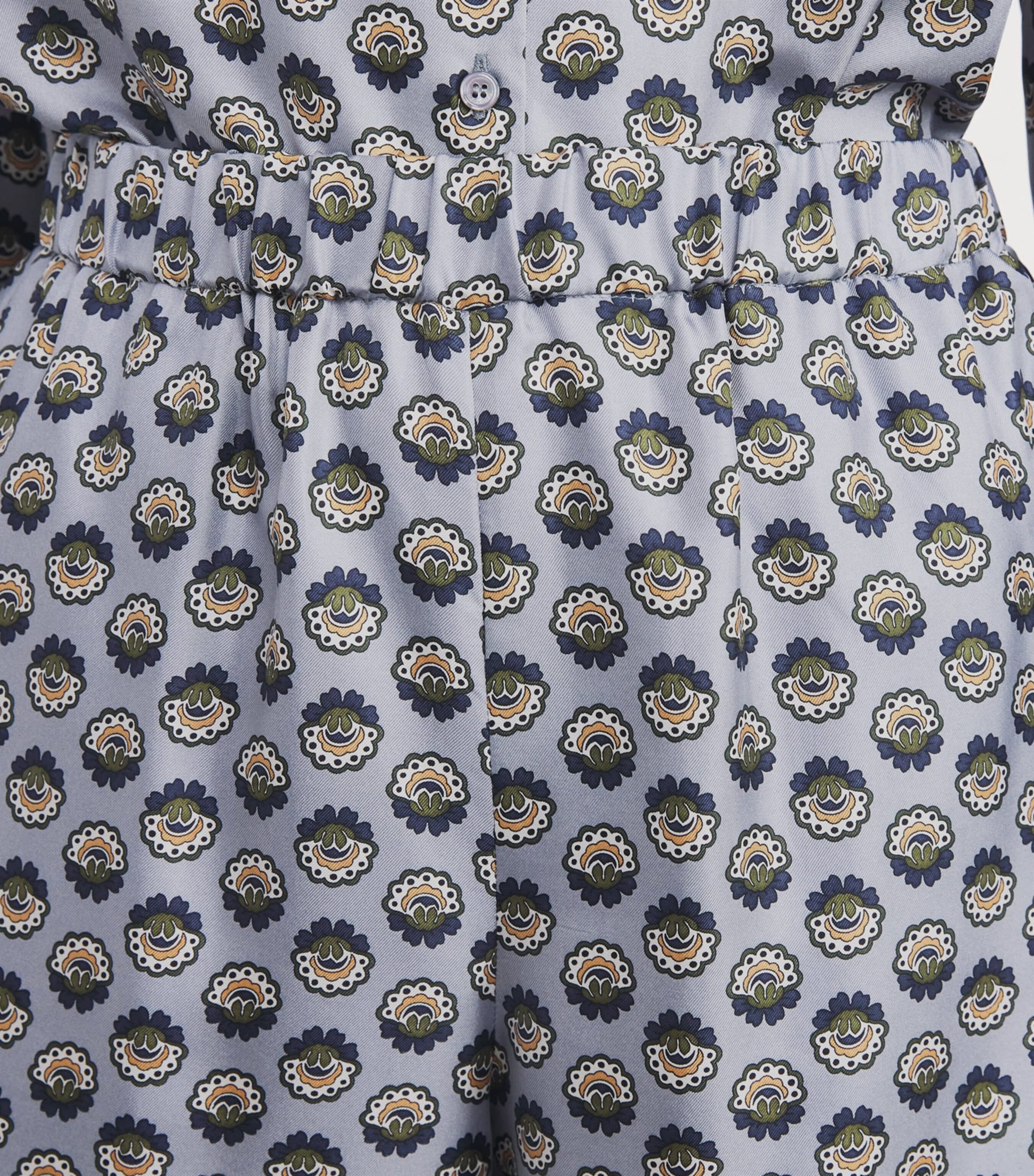 Blue Silk Printed Trousers